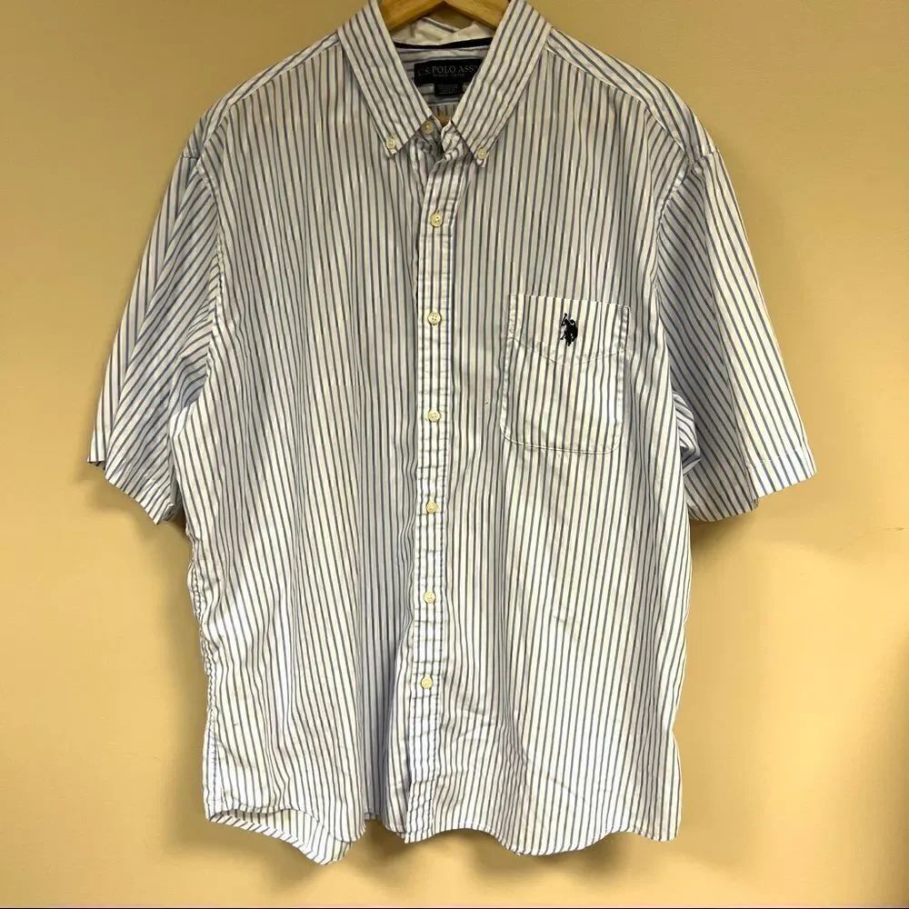 US Polo light blue and white striped top. Sz XXL
